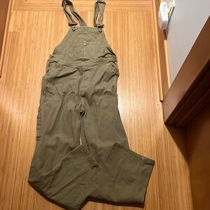 Quince olive green size XS organic cotton overalls